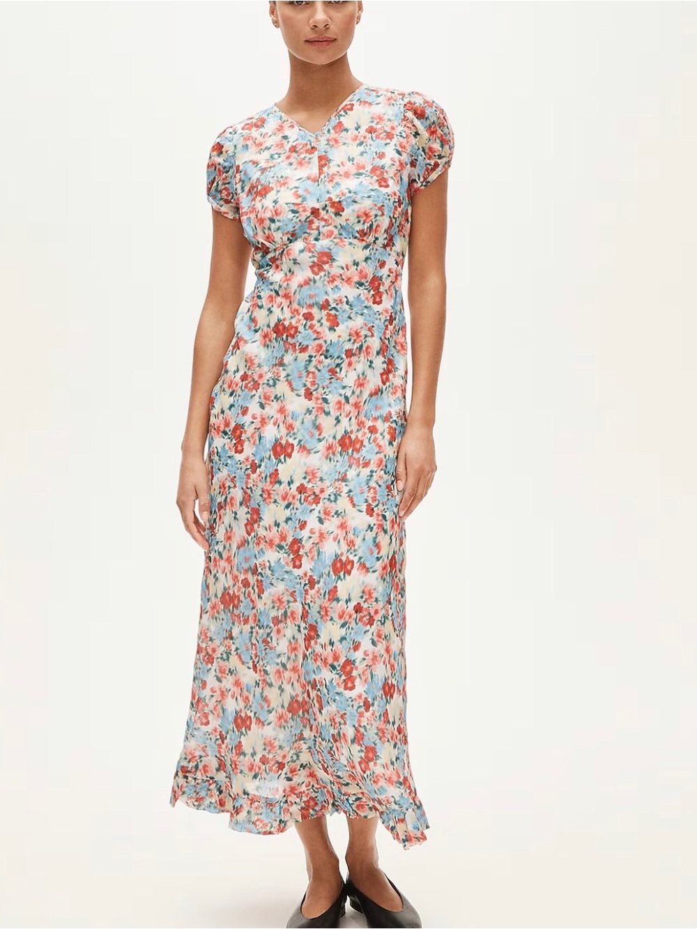 J CREW Ruffle-hem Floral midi dress CT033 $188